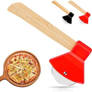 Funny Pizza Wheel Axe Pizza Cutter with Wooden Handle - Set of 2