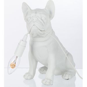 J-Line lamp Bulldog - polyresin - wit