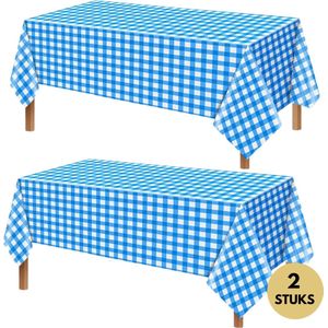 Wegwerp tafelkleed - 2 stuks - Blauw Wit - Vlek & Geurvrij - Verjaardagen - Picknick - Geblokt