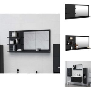 vidaXL Wandspiegel - 90 x 10.5 x 45 cm - Hoogglans zwart - Spaanplaat en acryl - Badkamerkast