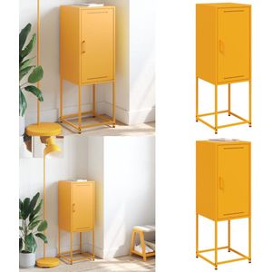 vidaXL Hoge kast 36x39x107 cm staal mosterdgeel - Hoge Kast - Hoge Kasten - Hoog Dressoir - Hoge Kast Woonkamer