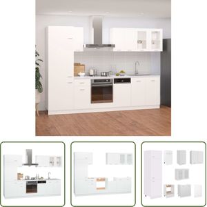 The Living Store Kastenset - Keuken - 8-delig - Wit - Spaanplaat en glas