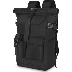 Rugzak voor dames en heren, rolltop rugzak voor dames en heren, grote schoolrugzak, waterdicht, met laptopvak 17,3 inch, dagrugzak, reisrugzak, casual rugzak, vrije tijd, universiteit, werk