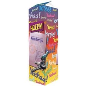 Snoep - Melkpak - HOERA! RIJBEWIJS - Gevuld met Drop - In cadeauverpakking met gekleurd lint