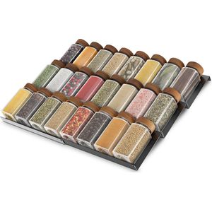Soothe Kruidenrek Lade voor 24 Kruidenpotjes - Uitschuifbaar - 6 Set - Kruiden Organizer - Kruidenrekken - Kruidenrekje - RVS