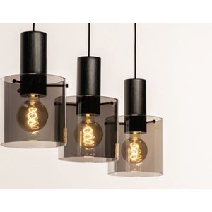 Lumidora Hanglamp 74576 - MORRIS - 3 Lichts - E27 - Zwart - Glas