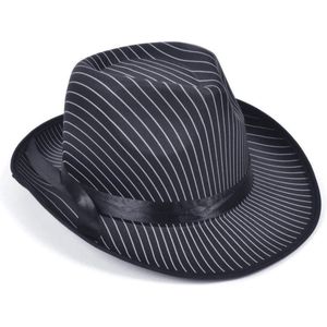 Rubies Carnaval verkleed hoed voor een Maffia/gangster - zwart - polyester - heren/dames - krijtstreep motief