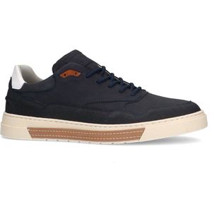 Manfield - Heren - Donkerblauwe leren sneakers - Maat 42