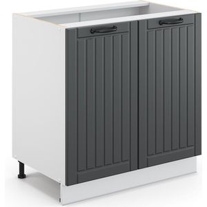 Vicco Fame-Line Keuken Wastafelkast – 80 cm met legplank, WB Marmer Antraciet landhuis met legplank, WB Marmer