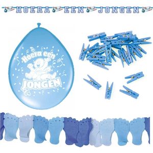 Baby versiering geboorte jongen - Geboorte - Babyshower - Gender reveal versiering - Hoera een jongen