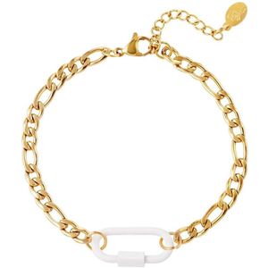 Armband gekleurd slot - Yehwang - Schakelarmband - One size - Goud/Wit