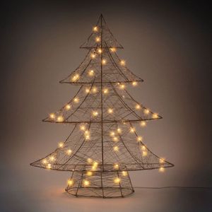 Decoratieve kerstboom 60 cm hoog goud metaal met warm witte LED's