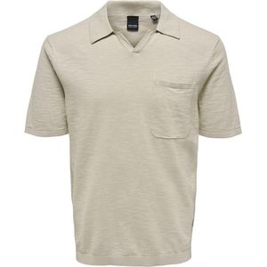 Only & Sons Poloshirt Onsace Reg 12 Ss Slub Polo Knit 22019517 Silver Lining Mannen Maat - L