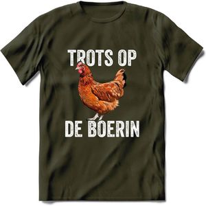 T-Shirt Knaller T-Shirt|Trots op de boerin / Boerenprotest / Steun de boer|Heren / Dames Kleding shirt Kip|Kleur Groen|Maat XXL