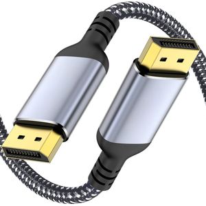 Qost - DisplayPort kabel - Braided - 8K 60Hz Kabel - 4K 144Hz - 32,4GBps - 5 Meter - Zwart - Displayport 1.4