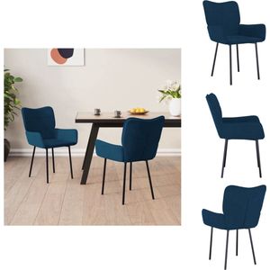 vidaXL Eetkamerstoelen - Fluweel - Blauw - 55x58.5x81.5cm - Ergonomisch ontwerp - Eetkamerstoel