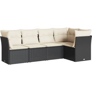 vidaXL Loungeset - 5-delig - Inclusief kussens - Zwart Loungeset - Tuinset - Lounge Set - Tuinmeubels - Outdoor Furniture