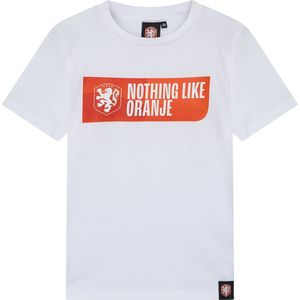 KNVB T-shirt Nothing Like Oranje Kids - Wit - Maat 128 - EK Voetbal 2024