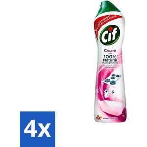 Cif - Badkamer & Keuken - Schuurmiddel - Cream Pink Flower - 500 ml - Voordeelverpakking - 4 stuks