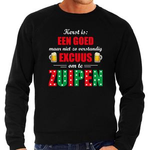 Grote maten Kerst goed excuus om te zuipen fout sweater - zwart - heren - Kerst trui / Kerst outfit / drank kersttrui XXXXL