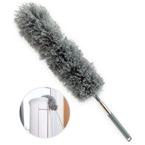 Telescopische Plumeau met Telescoopsteel - Ragebol - 60 tot 135 CM - Uitschuifbaar - Microvezel Ragebol - Grijs
