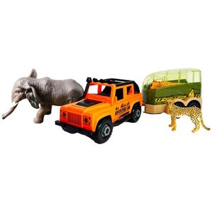 safari jeep 4x4 auto met dieren en trailer