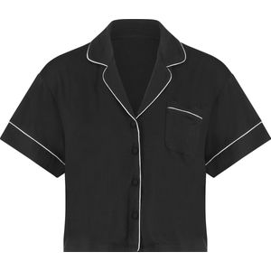 Hunkemöller Dames Nachtmode Jacket Jersey Essential - Zwart - maat L