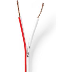 Speaker-Kabel - 2x 0.75 mm² - CCA - 100.0 m - Rond - PVC - Wit - Folieverpakking