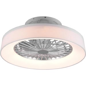LED Plafondlamp met Ventilator - Plafondventilator - Trion Farali - 30W - Aanpasbare Kleur - Afstandsbediening - Dimbaar - Rond - Mat Wit - Kunststof
