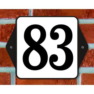 Huisnummerbord Klassiek - Nummer 83 - 14 x 11 cm - incl. bevestiging | - naambord - nummerbord - voordeur