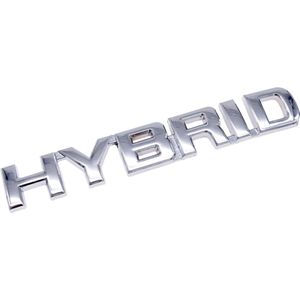 Auto Embleem Hybrid - Zilver Chroom - Zelfklevende Badge - Hybrid Embleem - universeel/alle automerken - voor Achterklep - Auto Accessoires