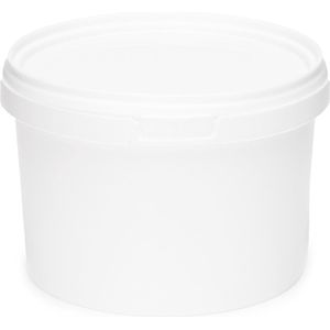 50x stuks - 0,5 L - Garronda Emmer Met Deksel - Verpakkingsemmer - Emmertje - Rond - Wit GD-PL-BIS-Whit