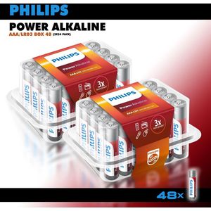 Philips Alkaline Power batterijen - AAA potlood batterijen - voordeelverpakking - 48 stuks