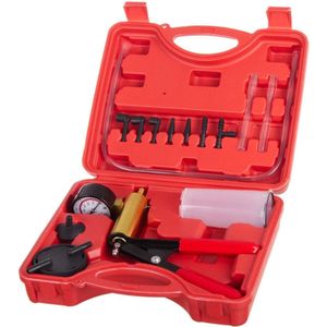 Vacuümpomp en remontluchterset voor remmen - Complete werkplaatsvacuümpompset - Voor alle merken en modellen voertuigen - Ontluchter Kit 2 in 1 Tool Kit Vacuüm Tester - in handige koffer - Nauwkeurige meter: 0 -30inHg, 0-760 mmHg Negatieve d