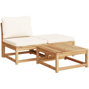 vidaXL Loungeset - Loungesets - Tuinset - Tuinbank - 3-delige Loungeset met kussens massief acaciahout