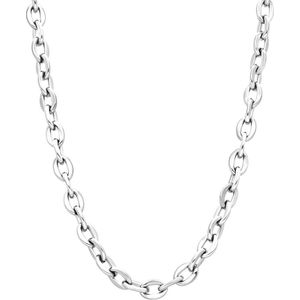 Lucardi Heren Ketting schakel - Staal - Ketting - Cadeau - Vaderdag - 55 cm - Zilverkleurig