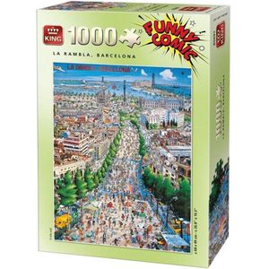 King Funny Comic La Rambla-Barcelona legpuzzels voor volwassenen 1000 stukjes | legpuzzels voor kinderen 1000 stukjes