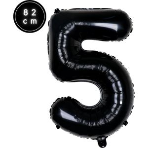 Fienosa Cijfer Ballonnen nummer 5 - Zwart - 82 cm - 15 - 25 - 35 - 45 - 50 - 55 - 65 - 75 - 85 - 95