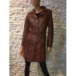 Parka leren trenchcoat jas - 48