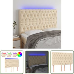 vidaXL Hoofdbord LED - 160x7x118 cm - Crèmekleurig Hoofdboard - Led Hoofdbord - Creme Hoofdbord - Hoofdbord Met Verlichting - Hoofdbord Bedroom Decor