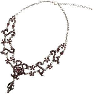 Behave Dames vintage ketting stenen rood 40 cm