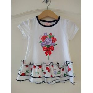 Meisjes t-shirt Madelief gebloemd wit blauw 74/80