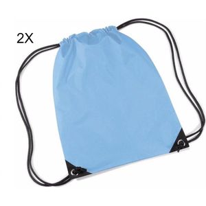 Scoby - 2 x Gymtas - Sporttas voor Kinderen - Drawstring Bag - Festivals, School, en Sport - 12L - Licht Blauw - One Size - 2 Stuks