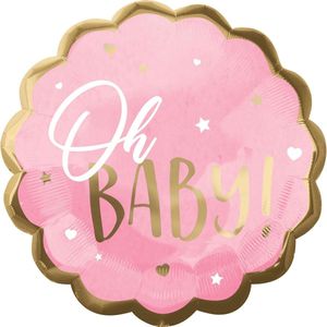 Amscan Folieballon Oh Baby 22 X 55 Cm Roze/goud