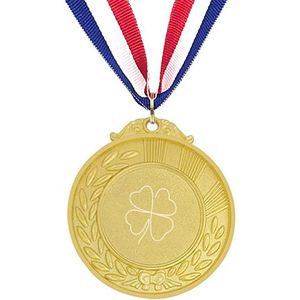 Akyol - klavertje vier medaille goudkleuring - Liefde - gene met veel geluk - geluk - klavertje vier in glas - leuk kado voor iemand die geluk zoekt