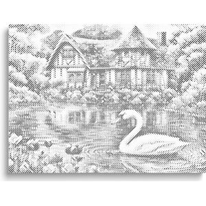 Zwanenmeer | Dot painting | 80x100cm | Los canvas | Diamond painting & Schilderen op nummer alternatief | Stippelschilderij | Cadeau