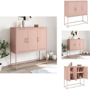 vidaXL Hoge Kast - Hoge Kasten - Hoog Dressoir - Hoge Kast Woonkamer - Hoge kast 100,5x39x107 cm staal roze