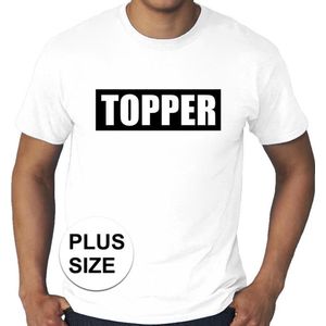 Toppers Grote maten Topper  in kader shirt heren wit  / Wit Topper t-shirt plus size heren XXXL