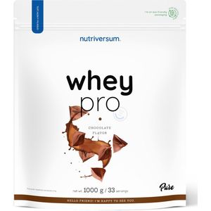 Nutriversum | WheyPro protein | Chocolate | 1kg 33 servings | Eiwit shake | Proteïne shake | Spijsvertering enzymen | Instant | Eiwitten | Proteïne | Supplement | Concentraat | Nutriworld
