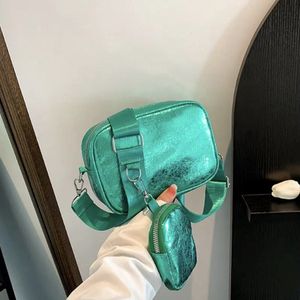 Metallic crossbody tas - Groen - Schoudertas met portemonnee - 2-delige set - Tas voor dames - Met afneembare schouderband - Festival tas - Handtas voor vrouwen - Crossbodytas